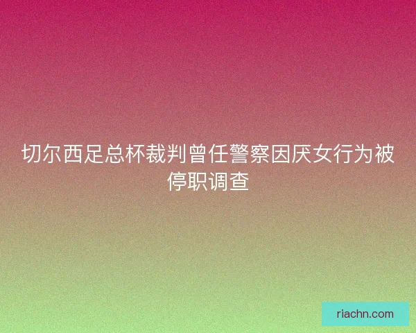切尔西足总杯裁判曾任警察因厌女行为被停职调查